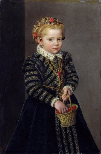 Little Girl with a Basket of Cherries by Unbekannt Unbekannt